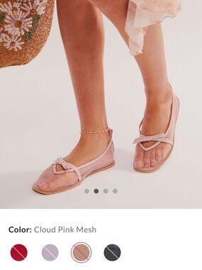 Free People Cloud Pink Mesh Bow Flats